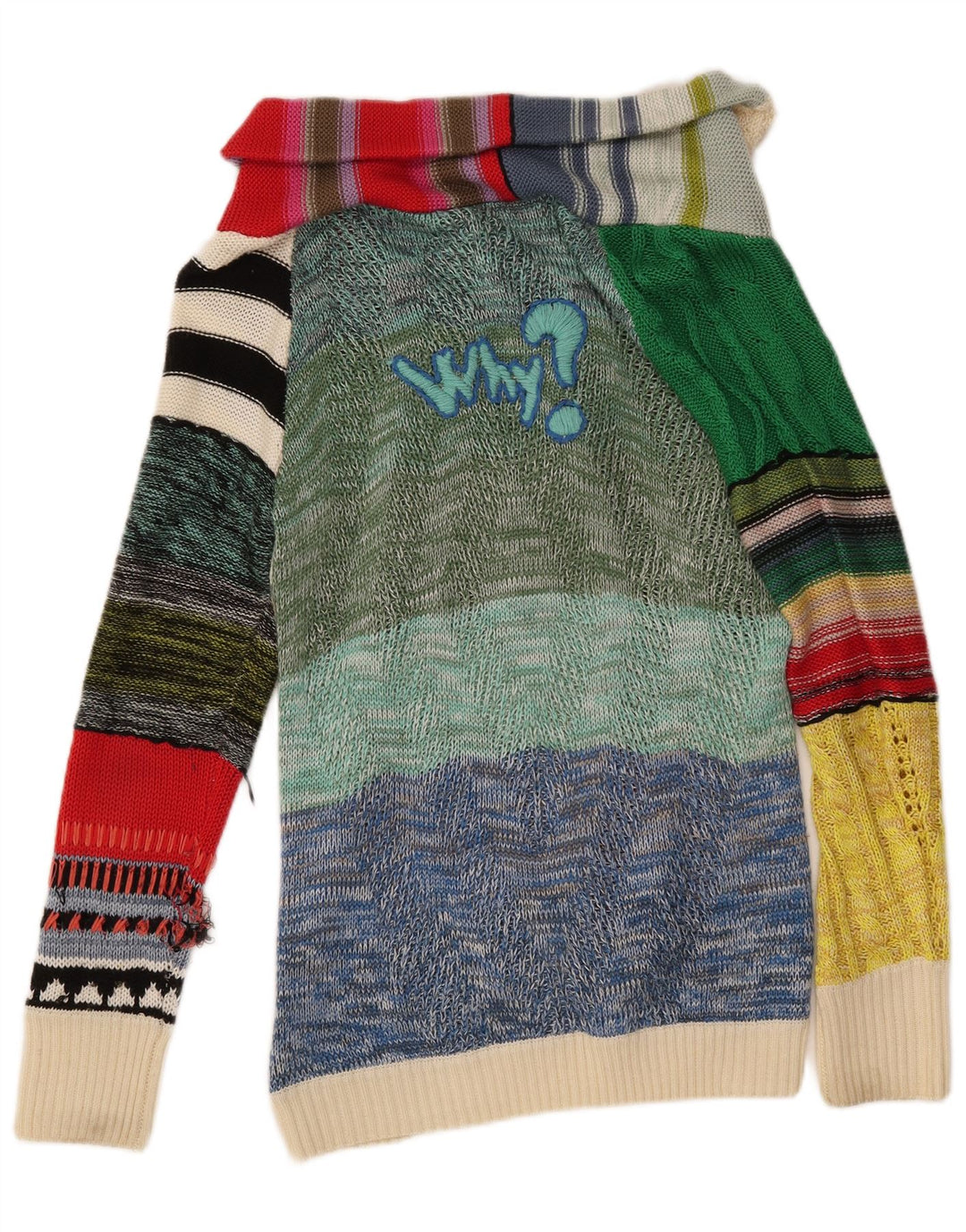 Sweter damski DESIGUAL UK 16, duży, wielobarwny patchwork