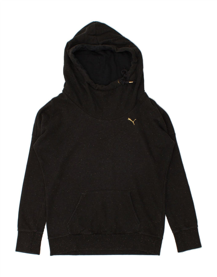 PUMA Womens Hoodie Jumper UK 12 Medium Black Flecked Vintage Puma and Second-Hand Puma from Messina Hembry 