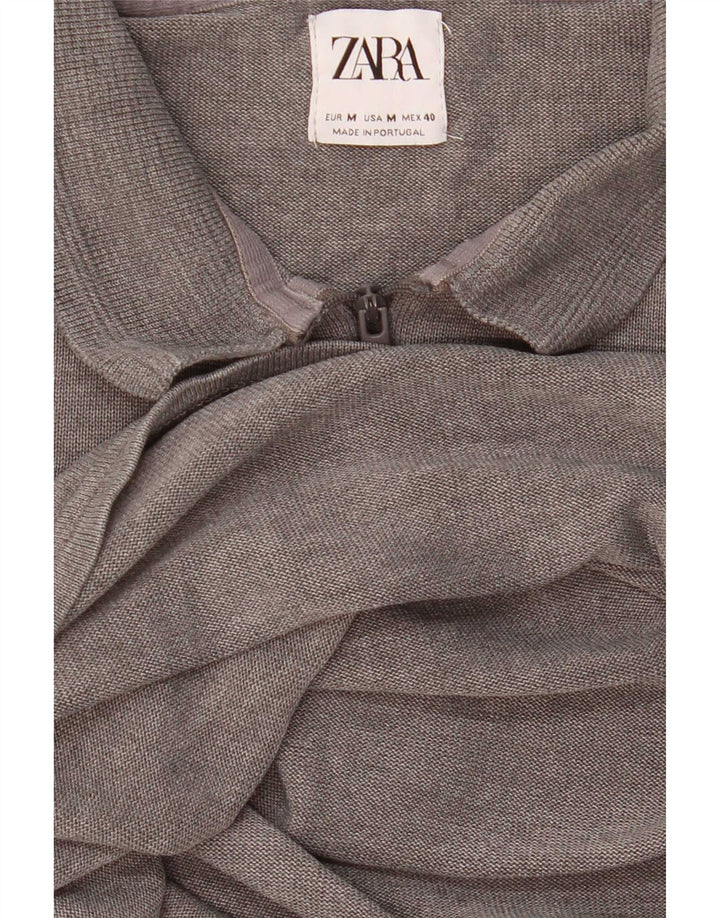Damska koszulka polo Zara UK 14, średnioszara, nakrapiana