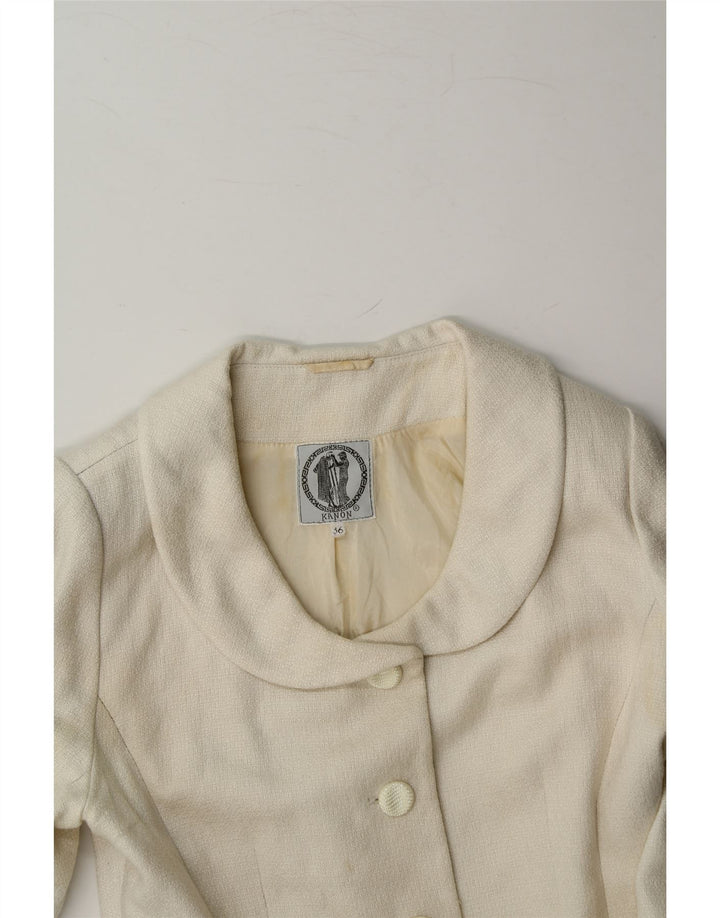 VINTAGE Womens 5 Button Blazer Jacket EU 36 Small White Vintage Vintage and Second-Hand Vintage from Messina Hembry 