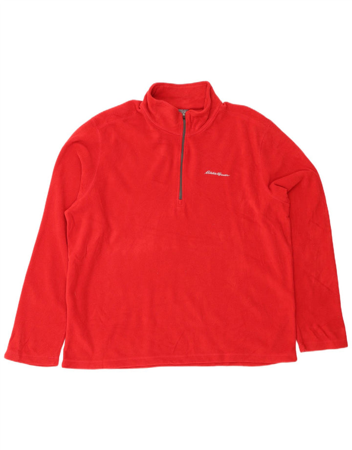 EDDIE BAUER Męski sweter polarowy XL z zamkiem błyskawicznym, czerwony, poliester