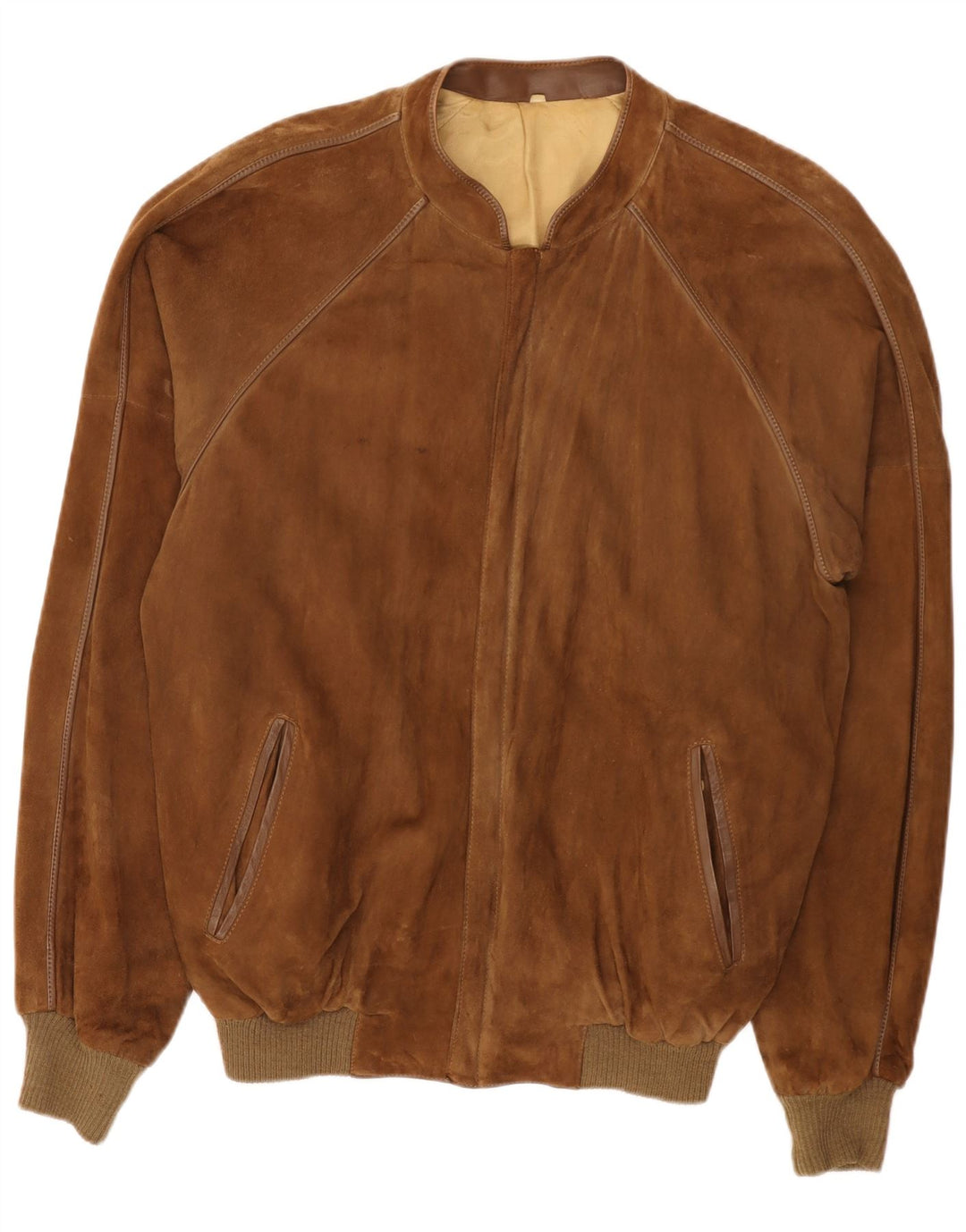 Vintage męska zamszowa kurtka bomber IT 56 3XL brązowa skóra