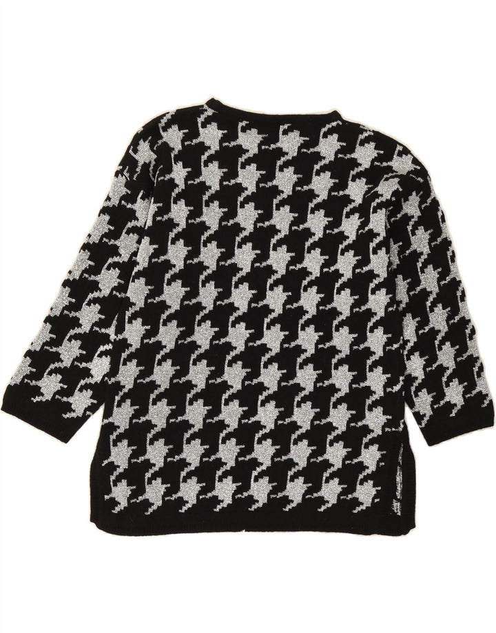 I BLUES Womens Boat Neck Jumper Sweater UK 10 Small Silver Houndstooth Vintage i Blues and Second-Hand i Blues from Messina Hembry 