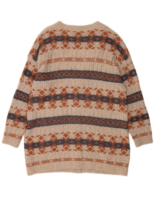Damski sweter z długim rękawem Fat Face UK 16, duży, beżowy, geometryczny nylon