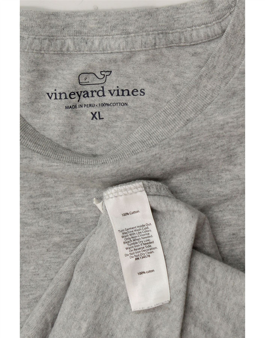 Męski top graficzny VINEYARD VINES z długim rękawem, XL, szary, bawełniany