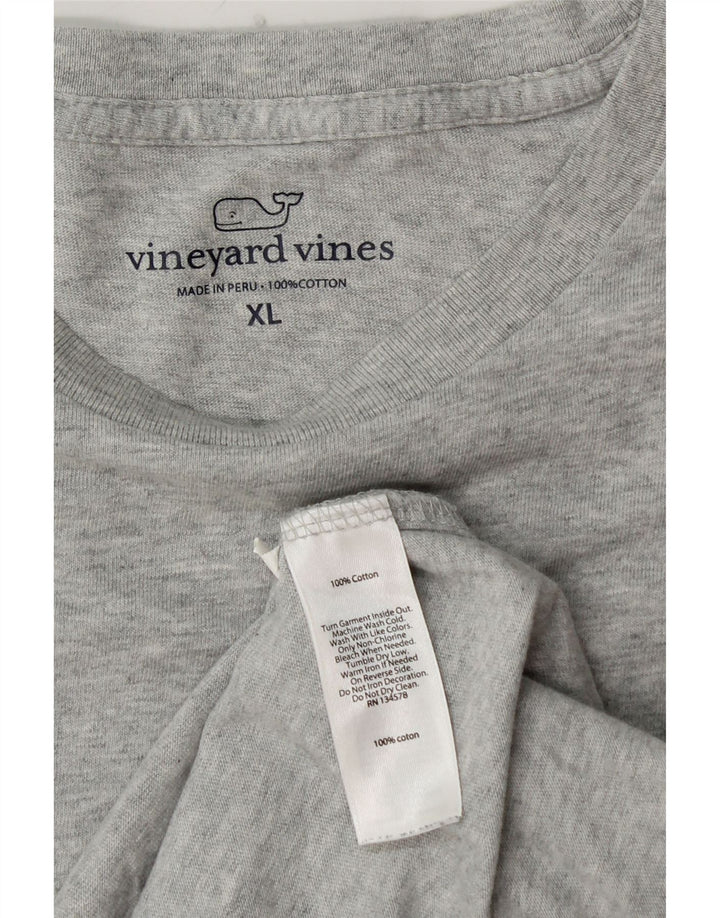 Męski top graficzny VINEYARD VINES z długim rękawem, XL, szary, bawełniany