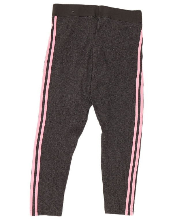 Adidas Womens Crop Leggings UK 12/14 Medium Grey Cotton