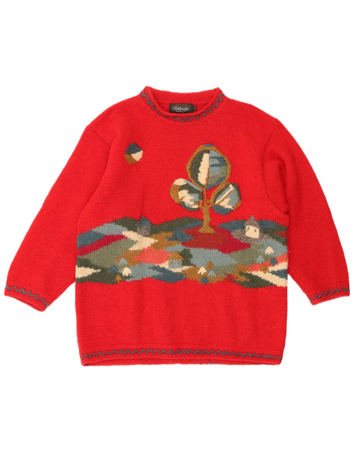 ICELANDIA Damski sweter oversize z golfem UK 10 Small Red