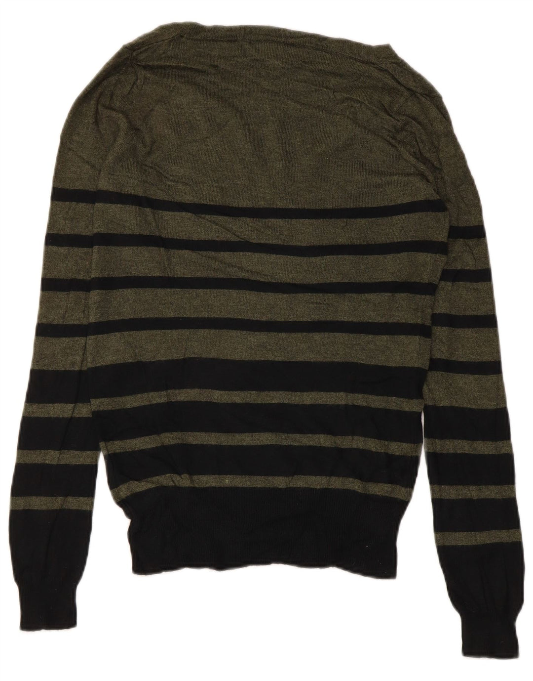 Damski sweter MOSSIMO z dekoltem w kształcie litery V, UK 6 XS, nylon w paski khaki