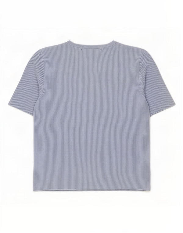 Marks & Spencer Damski t-shirt o krótkim kroju UK 14, średni niebieski, wiskoza