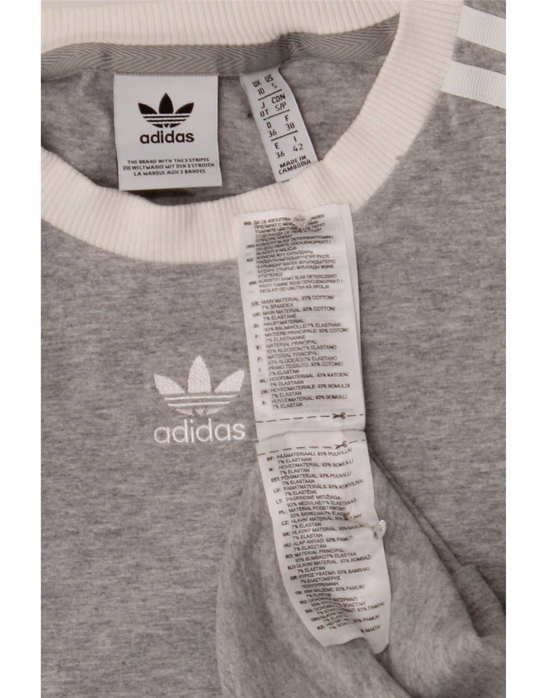 Damska koszulka Adidas z długim rękawem UK 10, mała, szara bawełna