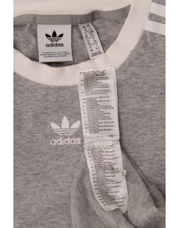 Damska koszulka Adidas z długim rękawem UK 10, mała, szara bawełna
