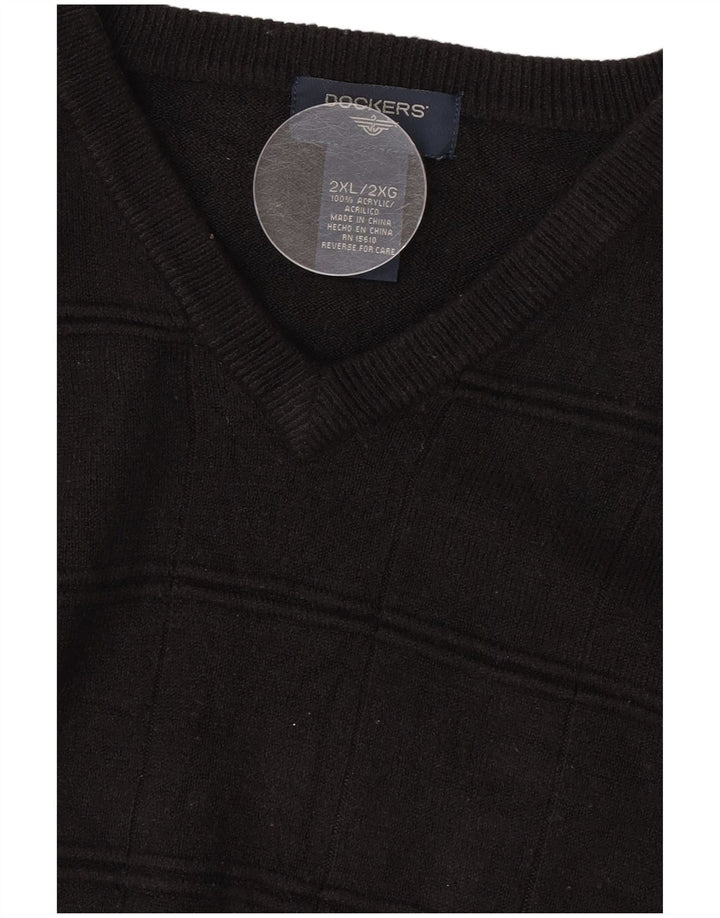 Męski sweter Dockers z dekoltem w kształcie litery V, 2XL, czarny akryl