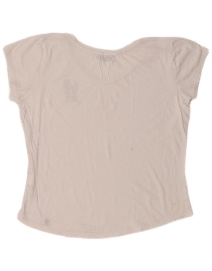 Damska koszulka z krótkim rękawem AVIREX z grafiką, UK 22 2XL, biała bawełna