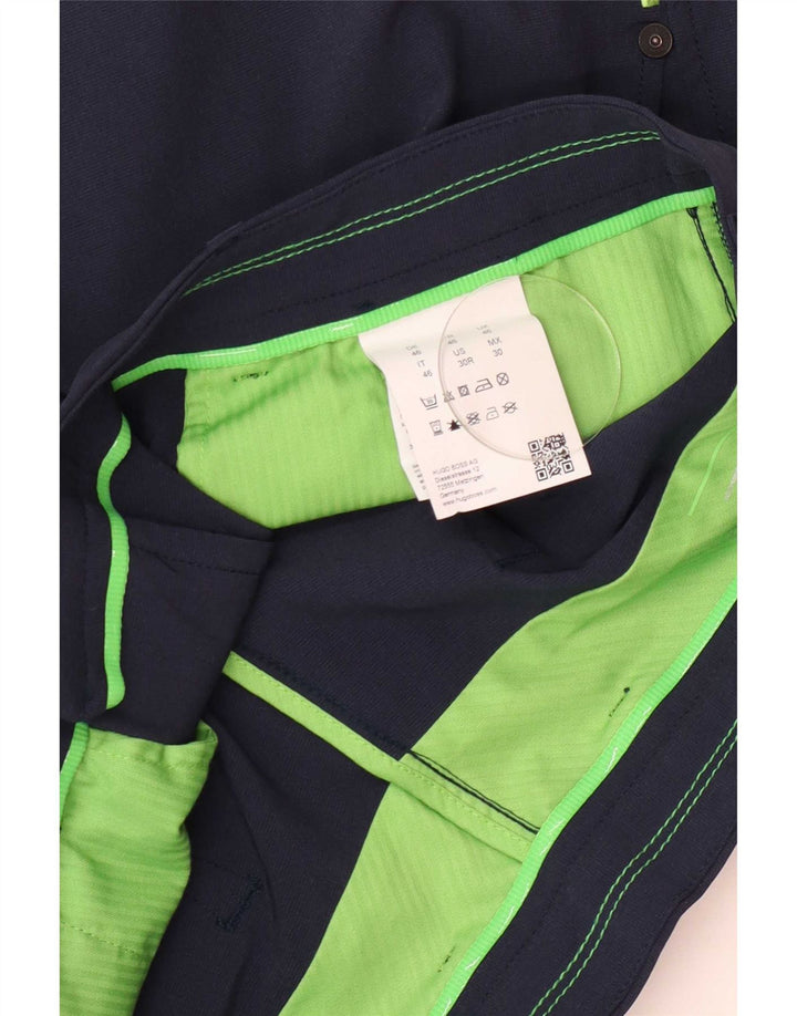 Męskie spodnie typu slim chino Hugo Boss W30 L31 granatowy poliester