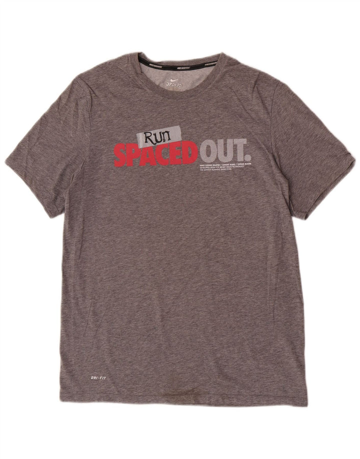 Męski T-shirt z grafiką Nike Dri Fit, średnioszary, bawełniany
