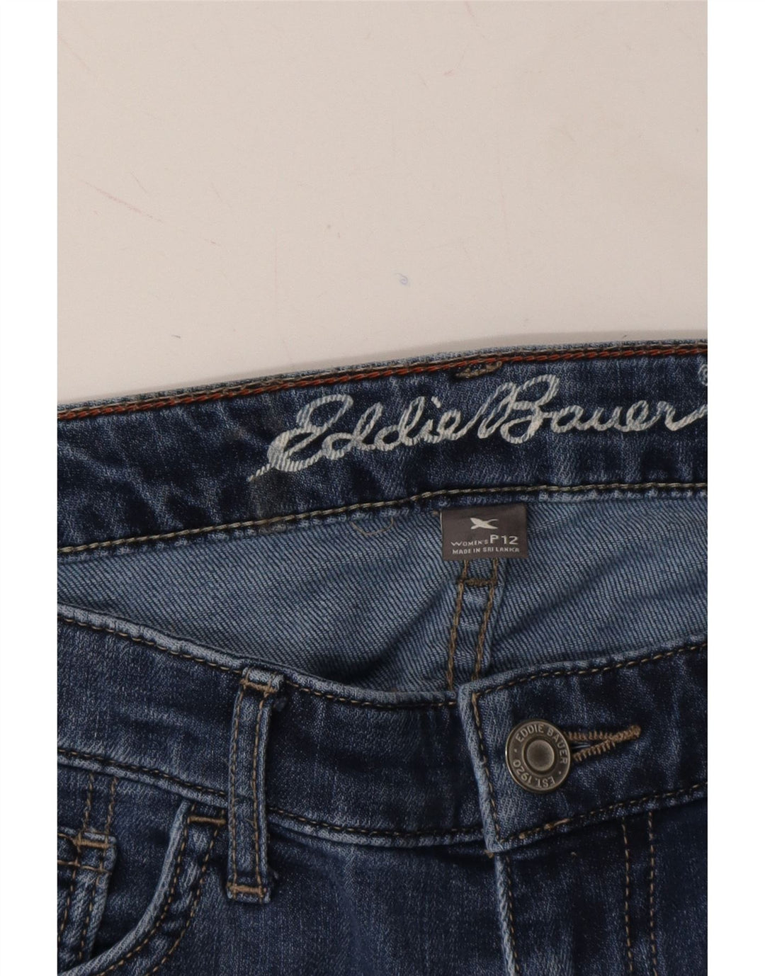 EDDIE BAUER Womens Curvy Cropped Jeans US 12 Large W34 L22 Blue Vintage Eddie Bauer and Second-Hand Eddie Bauer from Messina Hembry 