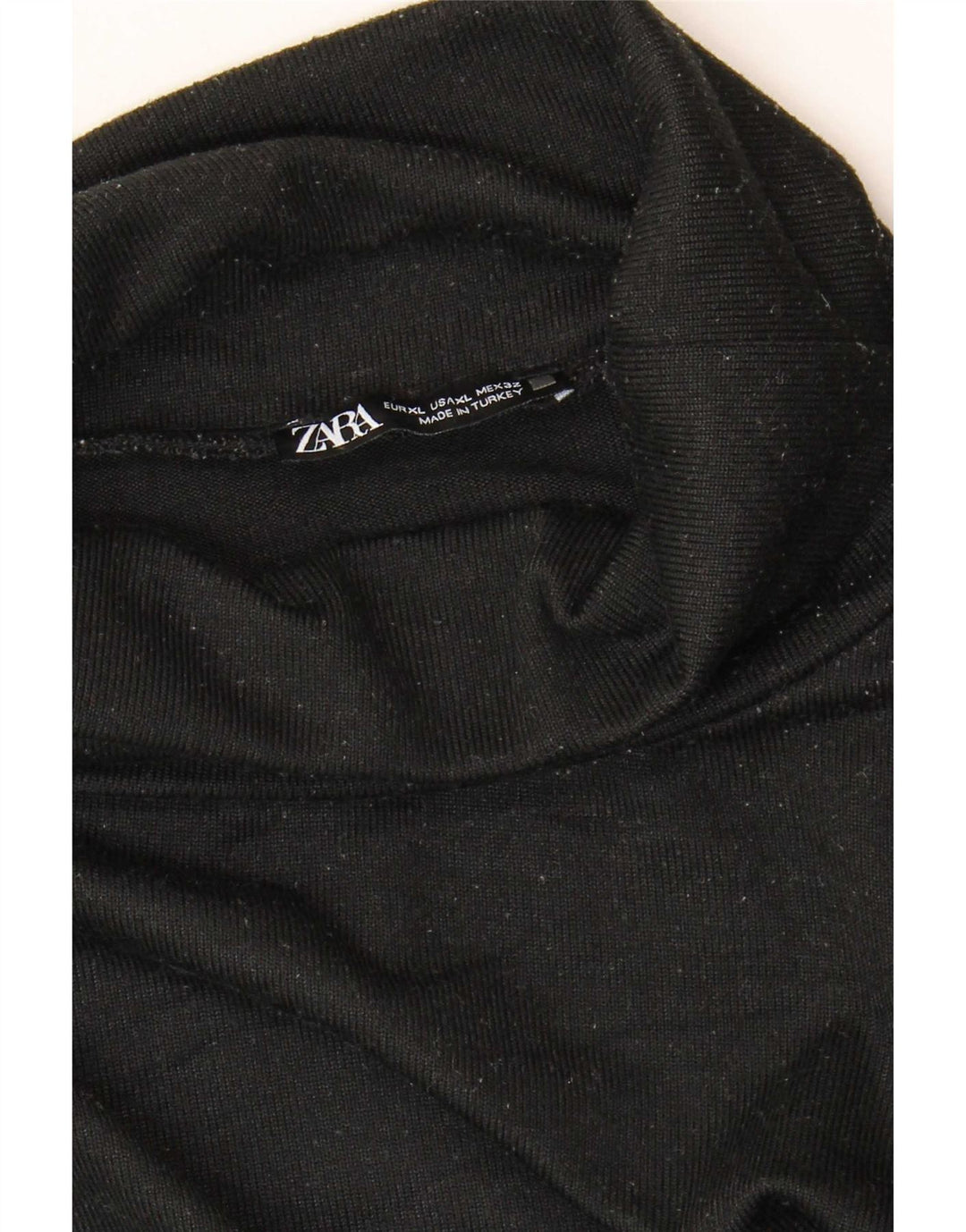 Damski top Zara z okrągłym dekoltem i długim rękawem, UK 18 XL, czarny