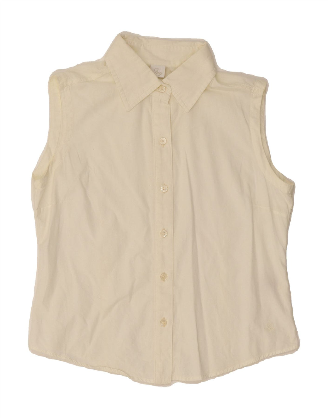 FAY Womens Sleeveless Shirt UK 10 Small Off White Cotton Vintage Fay and Second-Hand Fay from Messina Hembry 