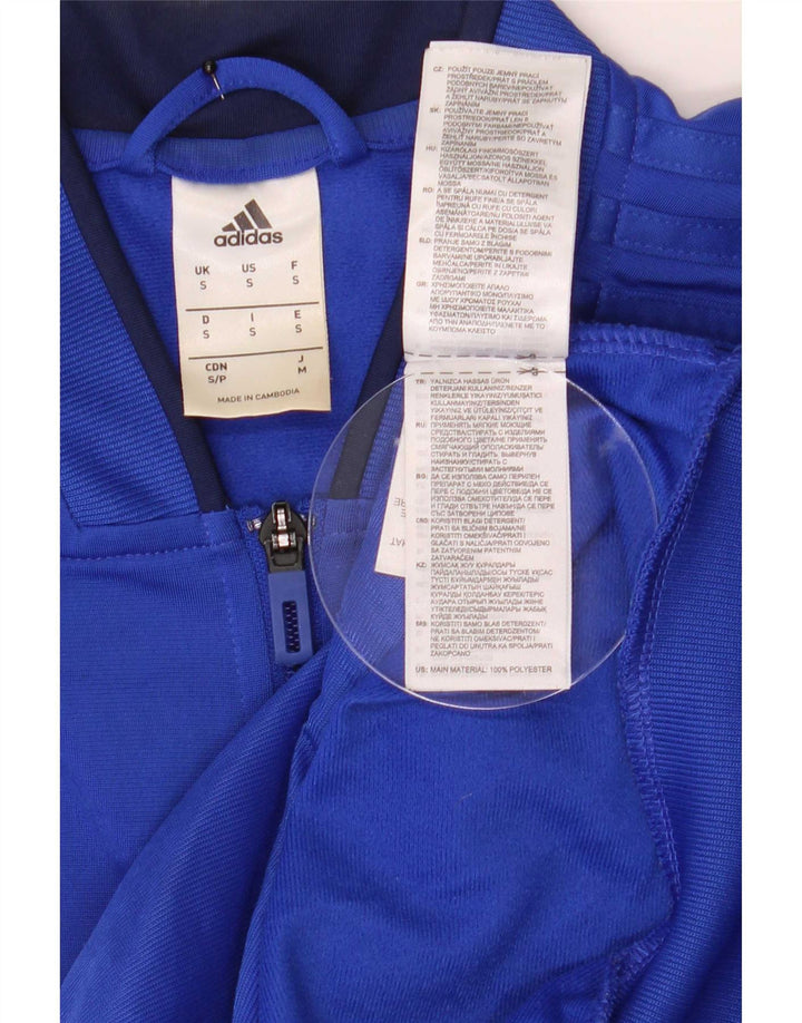 Adidas Męska bluza dresowa, mała, niebieska, poliestrowa