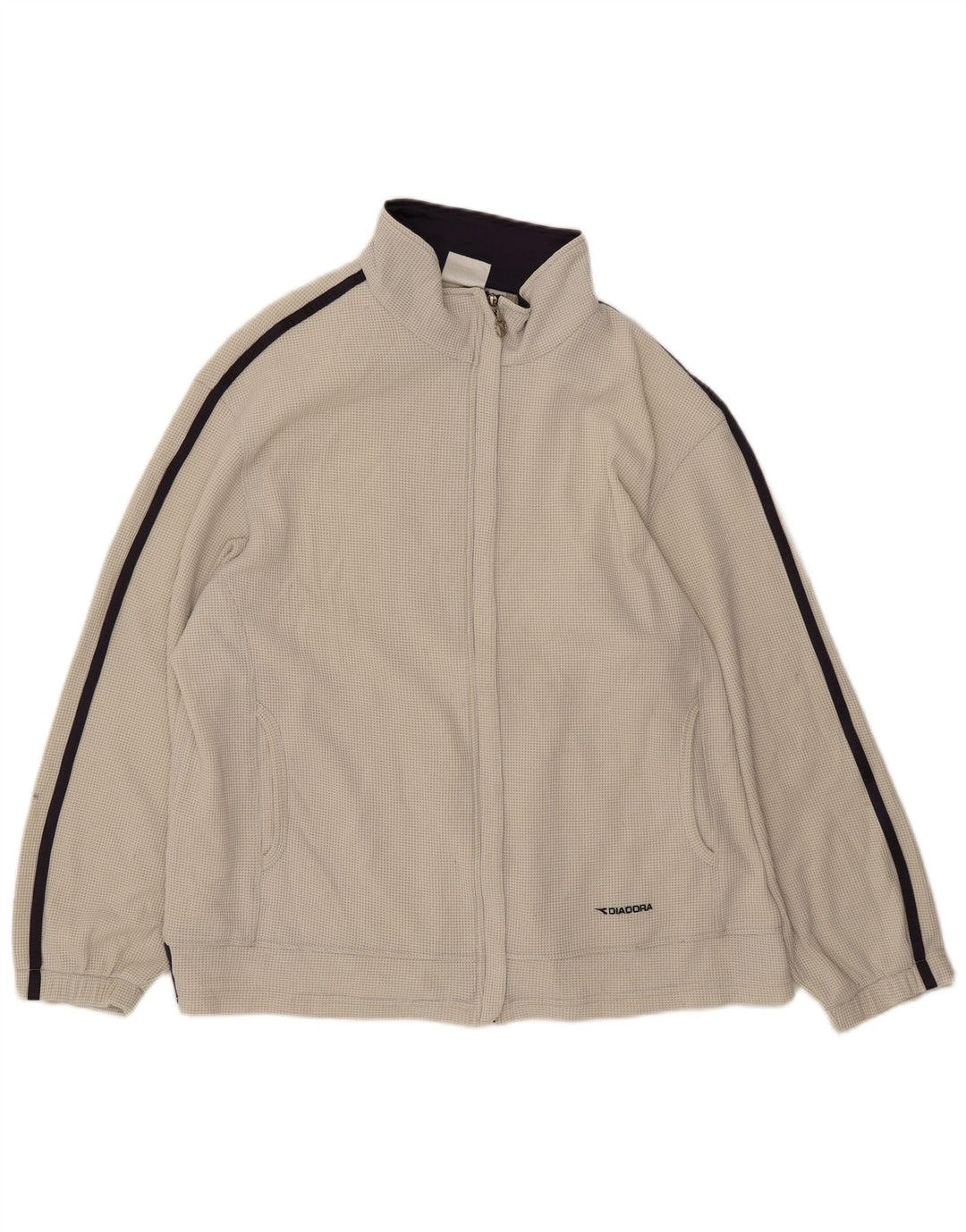 Damska kurtka dresowa DIADORA UK 16, duża, biała, z blokami kolorów