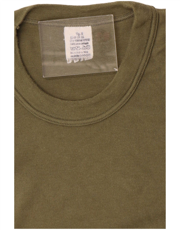 T-shirt męski w stylu vintage, średnia bawełna khaki