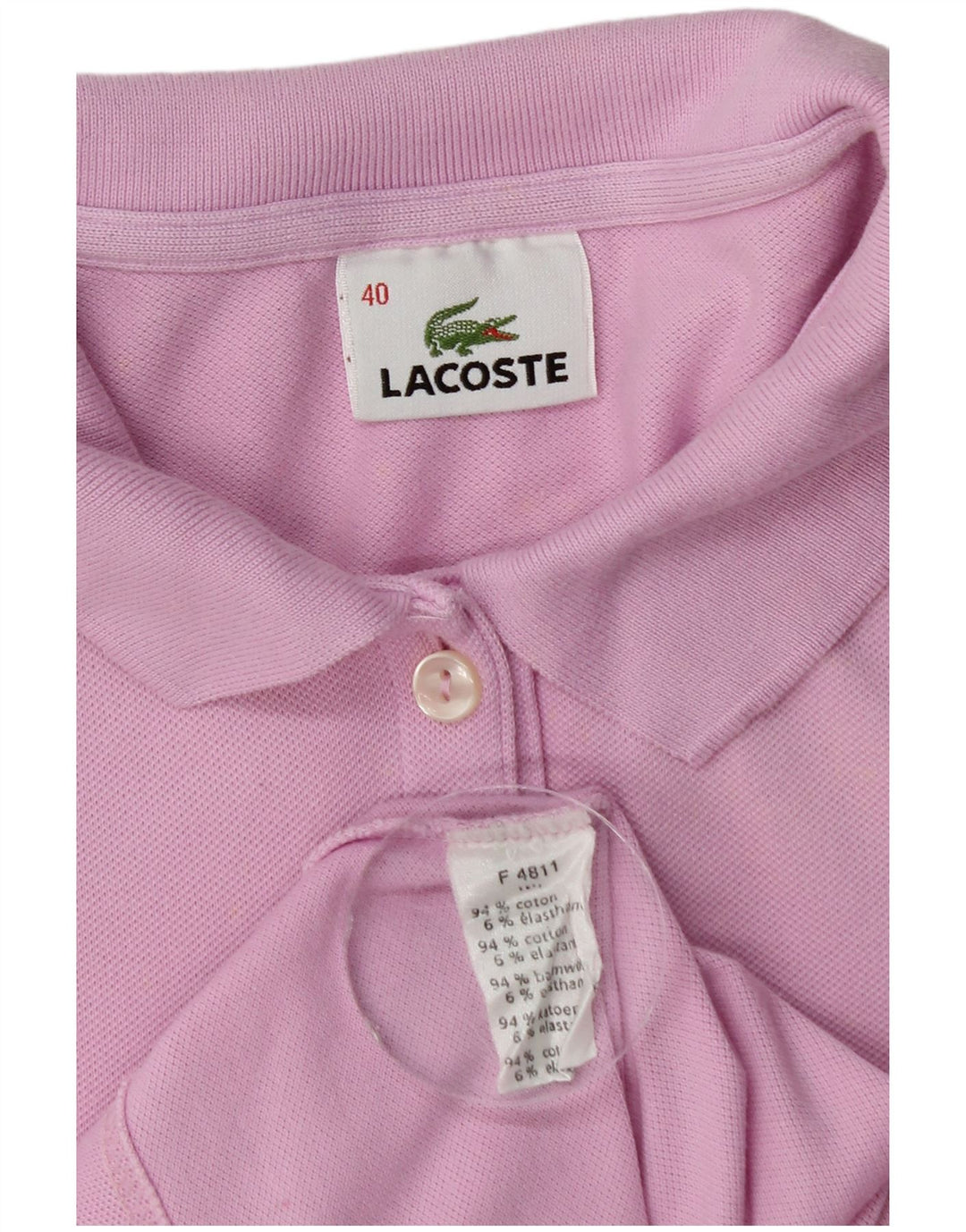 Damska koszulka polo Lacoste z długim rękawem, rozmiar 40, średnia różowa bawełna