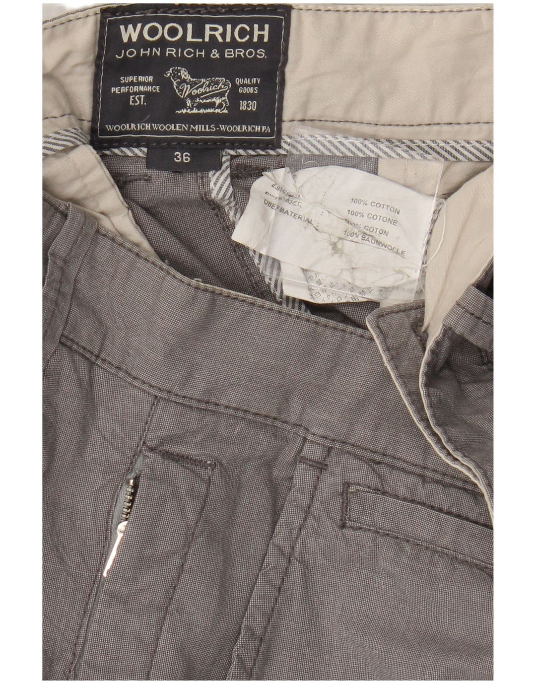 Męskie spodenki Chino Woolrich W36, duże, szare, bawełniane