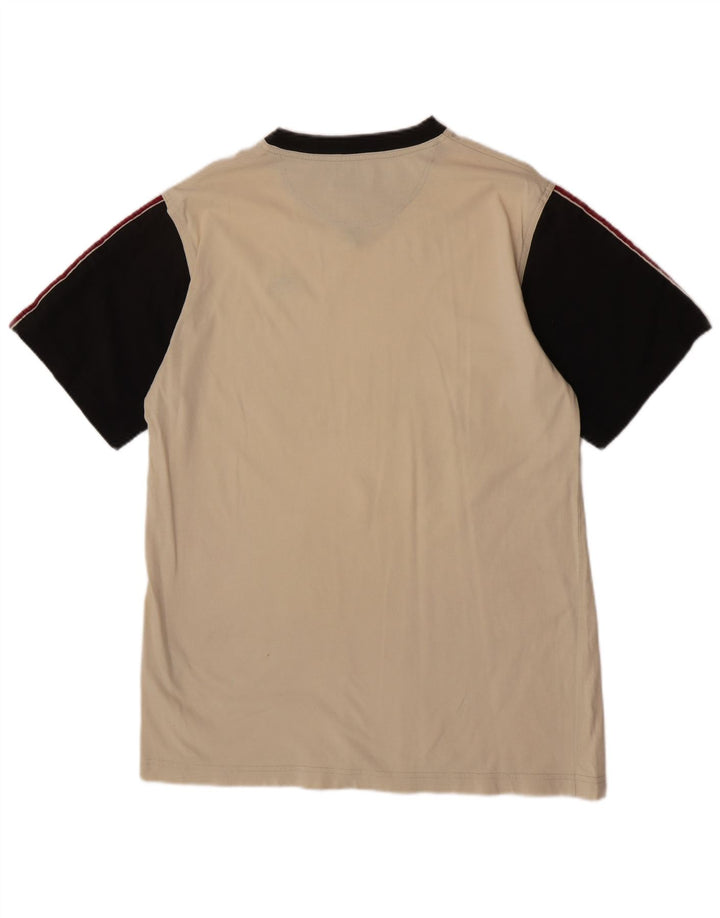 T-shirt męski Kappa Top, mały, beżowy, bawełniany z blokami kolorów