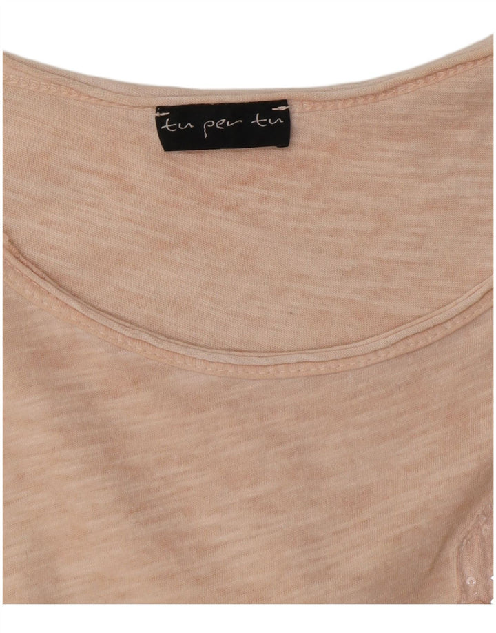 VINTAGE Womens T-Shirt Top UK 12 Medium Pink