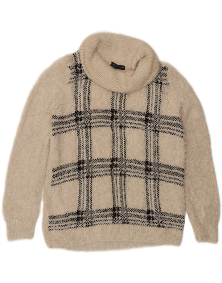 Marks & Spencer Damski sweter z golfem UK 16 w dużą beżową kratkę
