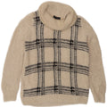 Marks & Spencer Damski sweter z golfem UK 16 w dużą beżową kratkę