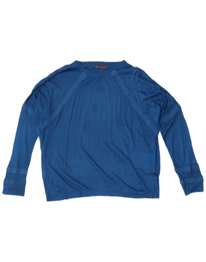 Marks & Spencer Damski sweter oversize z dekoltem w łódkę, UK 14, średni niebieski