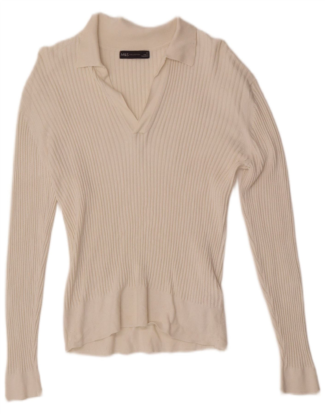 Damski sweter polo Marks & Spencer UK 14 Średnio-biała wiskoza