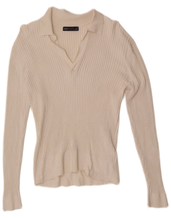 Damski sweter polo Marks & Spencer UK 14 Średnio-biała wiskoza