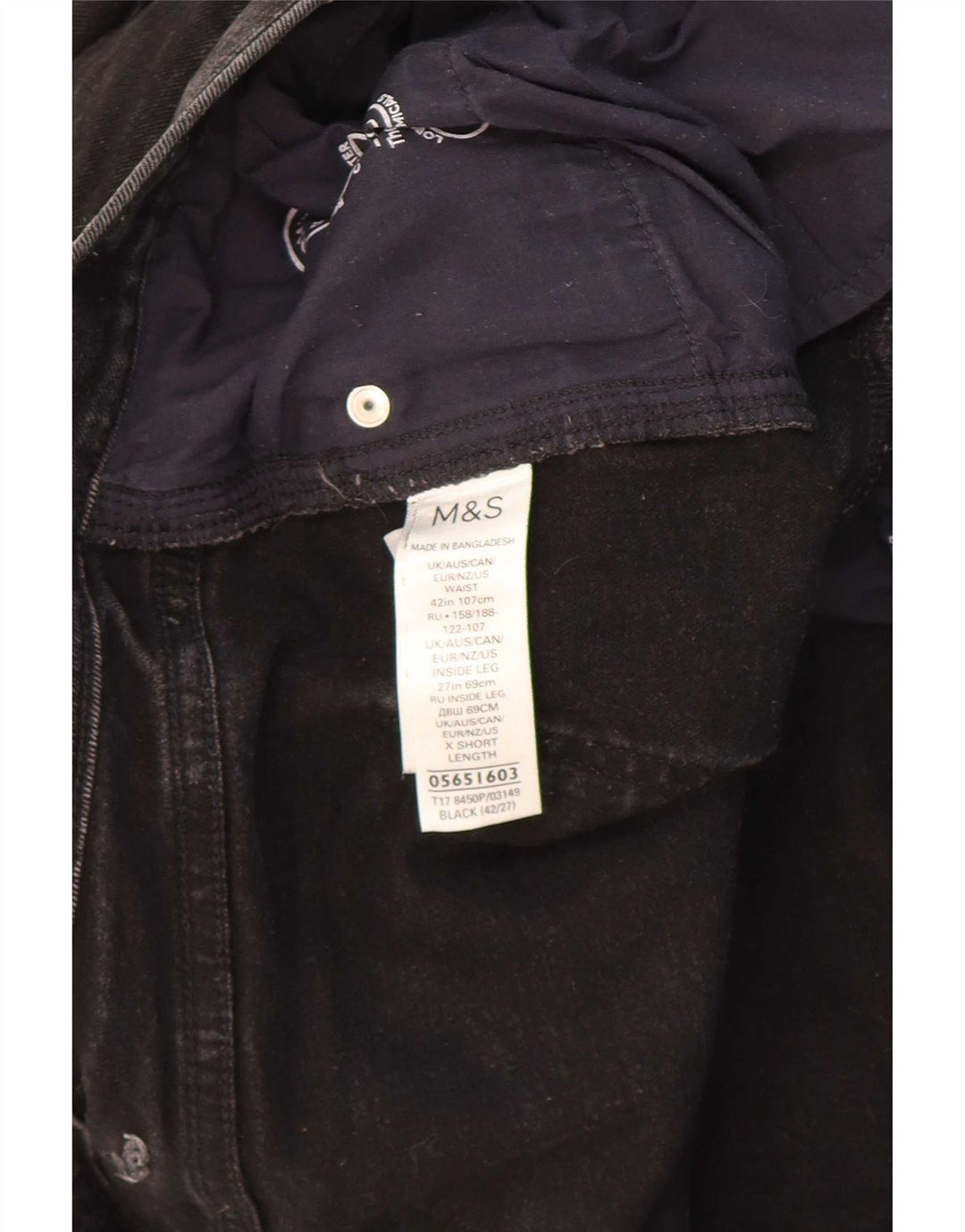 Marks & Spencer Męskie proste dżinsy W42 L27 Czarne bawełniane