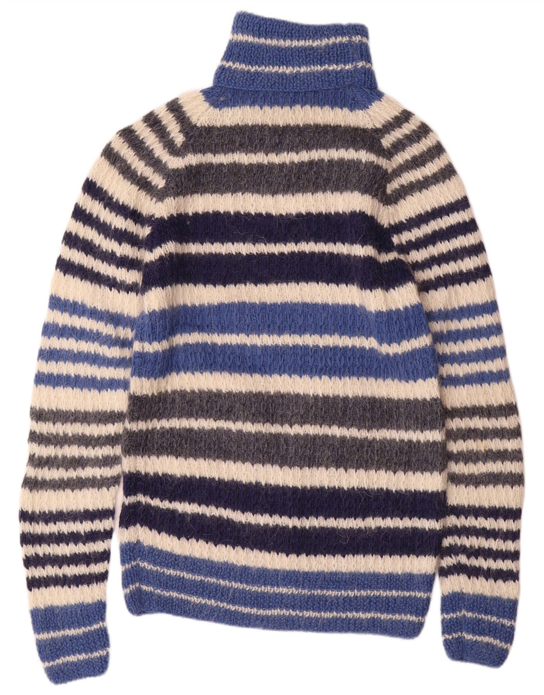 Sweter damski w stylu vintage z wywijanym dekoltem UK 12, średnie, wielokolorowe paski