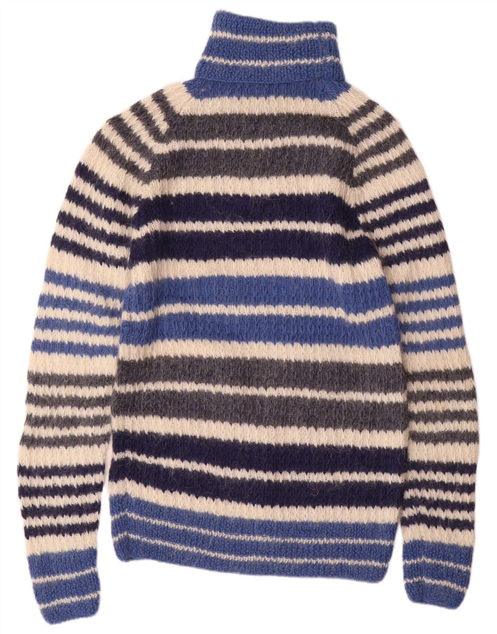 Sweter damski w stylu vintage z wywijanym dekoltem UK 12, średnie, wielokolorowe paski