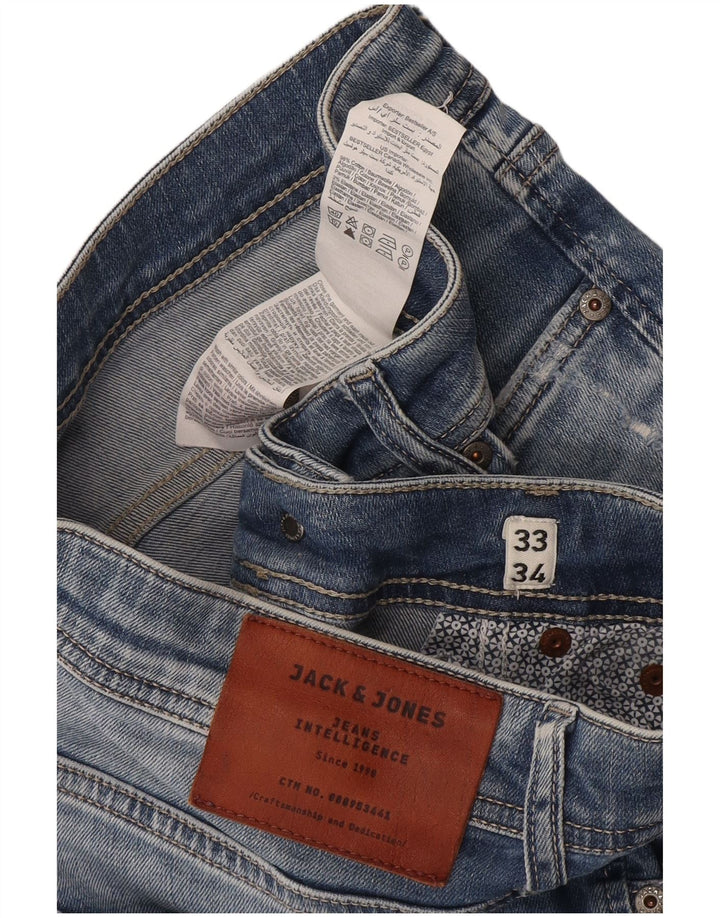 Męskie jeansy Jack & Jones w trudnej sytuacji W33 L34, niebieska bawełna