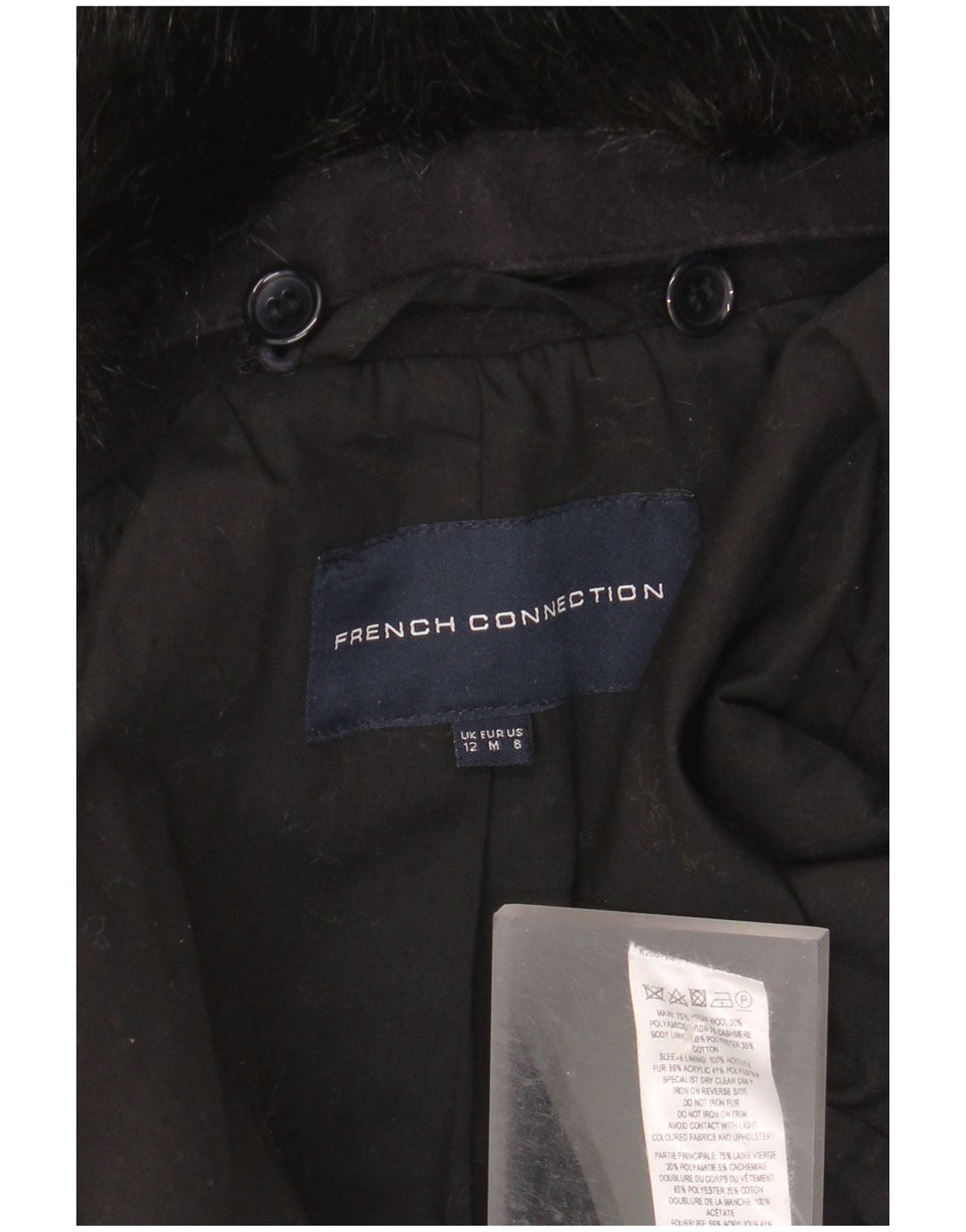 Płaszcz damski French Connection UK 12 Średni granatowy, dziewicza wełna