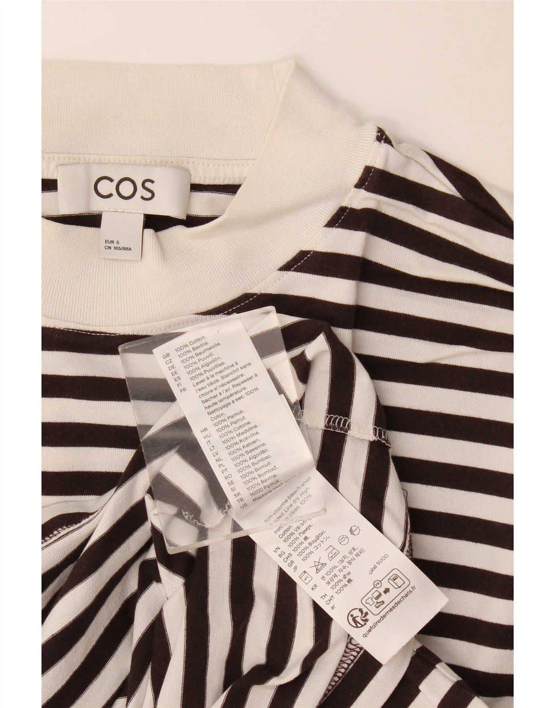 Cos Damski top oversize z długim rękawem, UK 10, małe, czarne, bawełniane paski