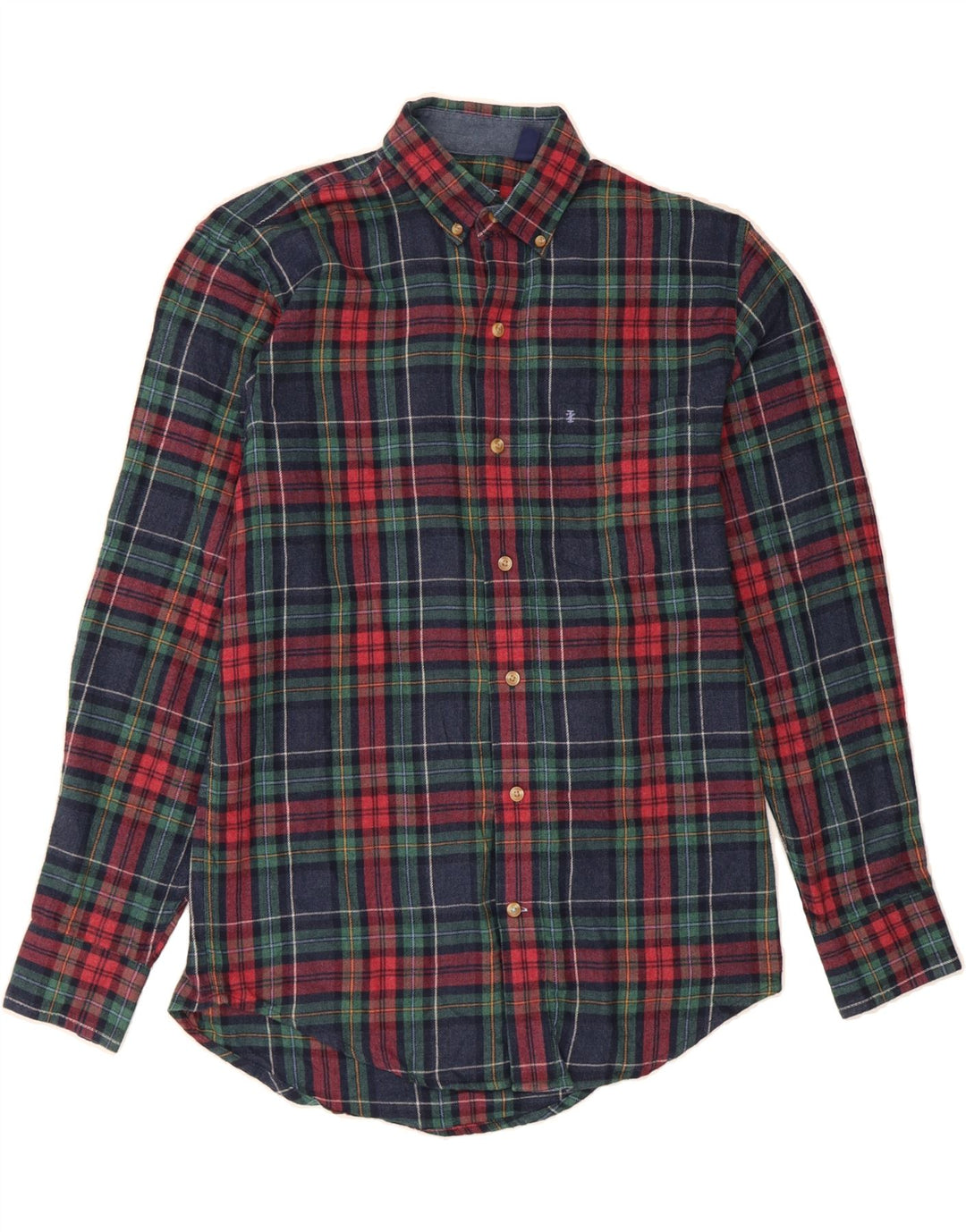 IZOD Mens Flannel Shirt Small Navy Blue Check Cotton Vintage Izod and Second-Hand Izod from Messina Hembry 