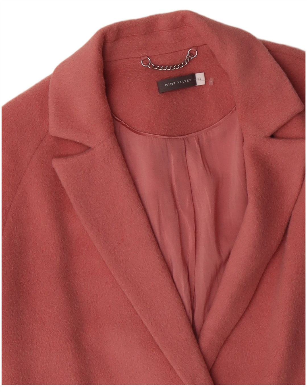 MINT VELVET Damski płaszcz oversize UK 14, duży, różowy, wełniany