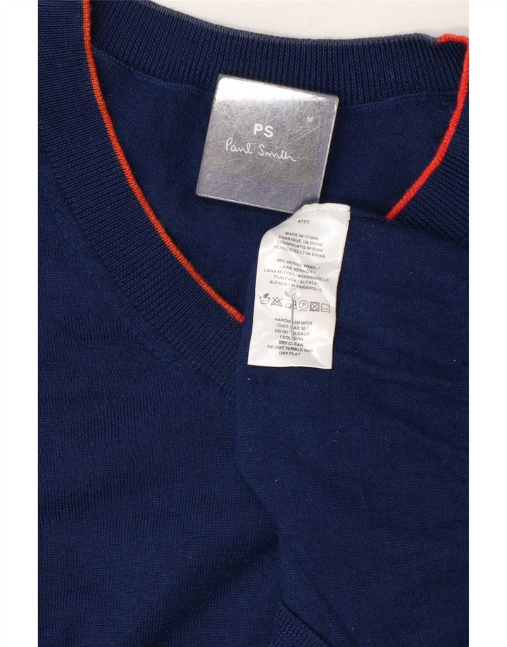 Męski sweter Paul Smith z dekoltem w kształcie litery V, średni granatowy wełniany