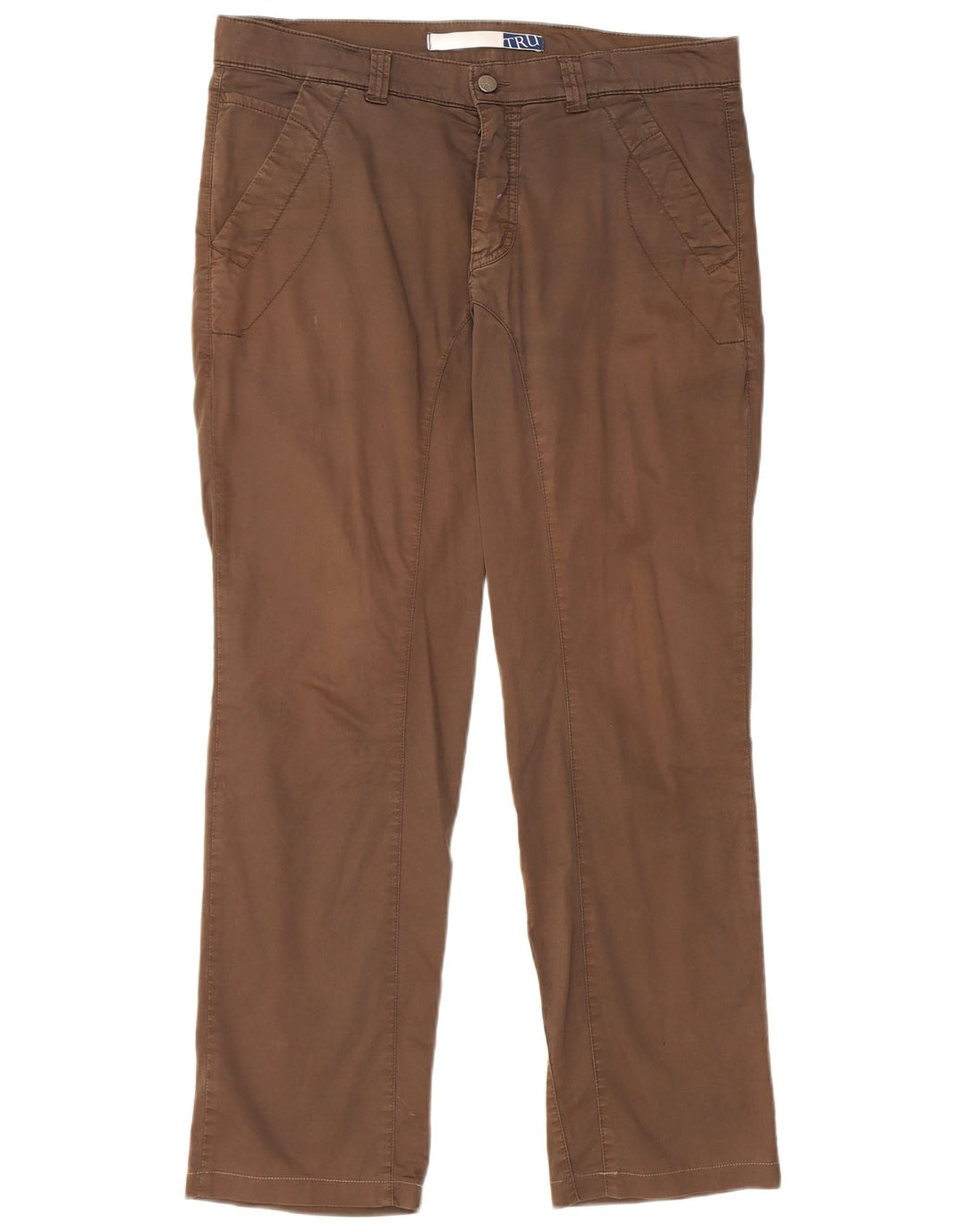 Spodnie damskie TRUSSARDI proste chino IT 52 2XL W36 L32 brązowa bawełna