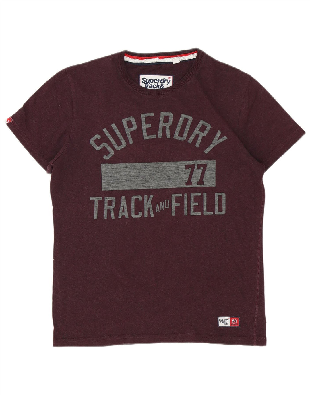 Męski T-shirt z grafiką Superdry, średni, bordowy bawełniany