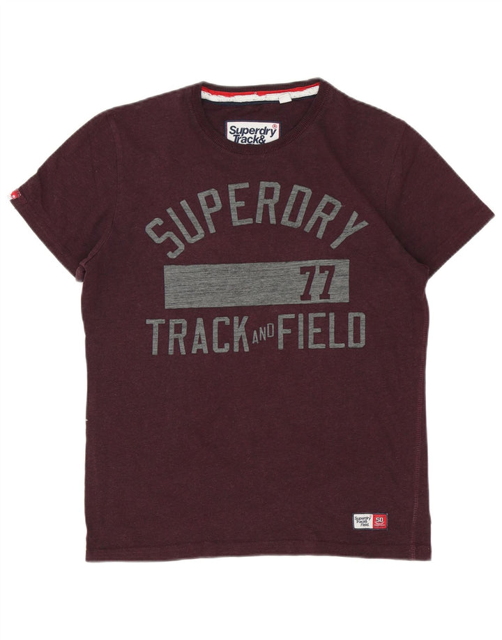 Męski T-shirt z grafiką Superdry, średni, bordowy bawełniany