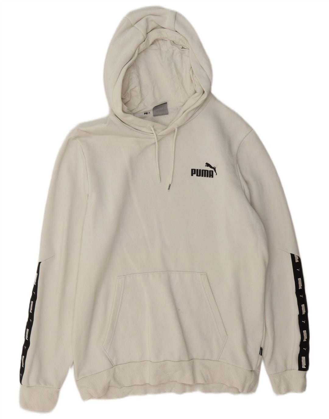 Męski sweter z kapturem Puma z grafiką, bawełniany, średniej wielkości, w kolorze białym
