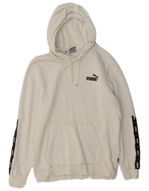 Męski sweter z kapturem Puma z grafiką, bawełniany, średniej wielkości, w kolorze białym