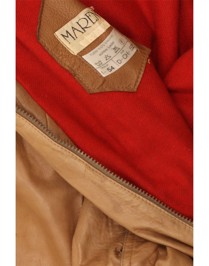 Męska kurtka skórzana Maren IT 54 2XL Beżowa skóra z blokami kolorów